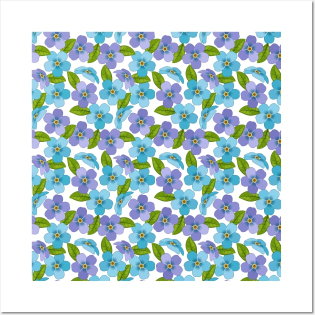 Forget Me Not Flowers Pattern Wall Art by Designoholic
